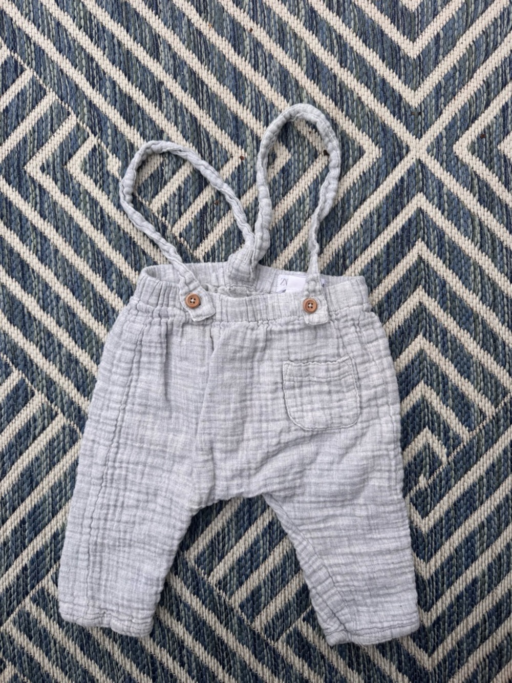 Zara Light Gray Gauze Suspender Pants